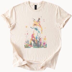 Boho Fox Watercolor Splash Graphic Tee
